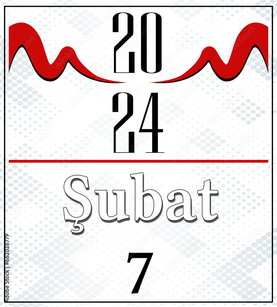 Fototapeta premium Fabruary Calender 2024, Red and Gray Background
