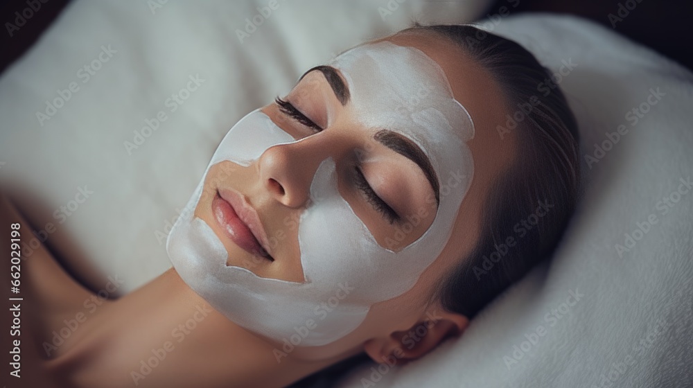 Young woman with a face mask in a beauty salon