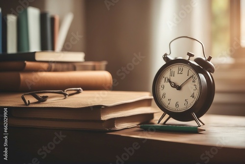 clock and books