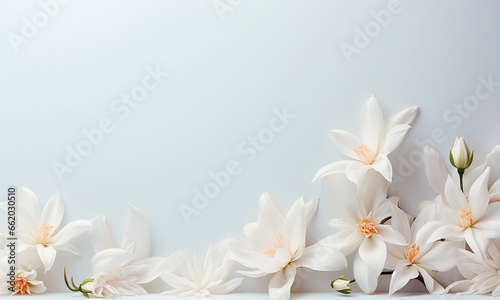 White Flowers In Studio Light Background