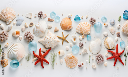 Colorful Decor Of The Underwater World On A White Background