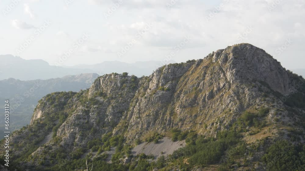 Panorama of a rocky mountain. Landscape in Montenegro. High quality 4k footage