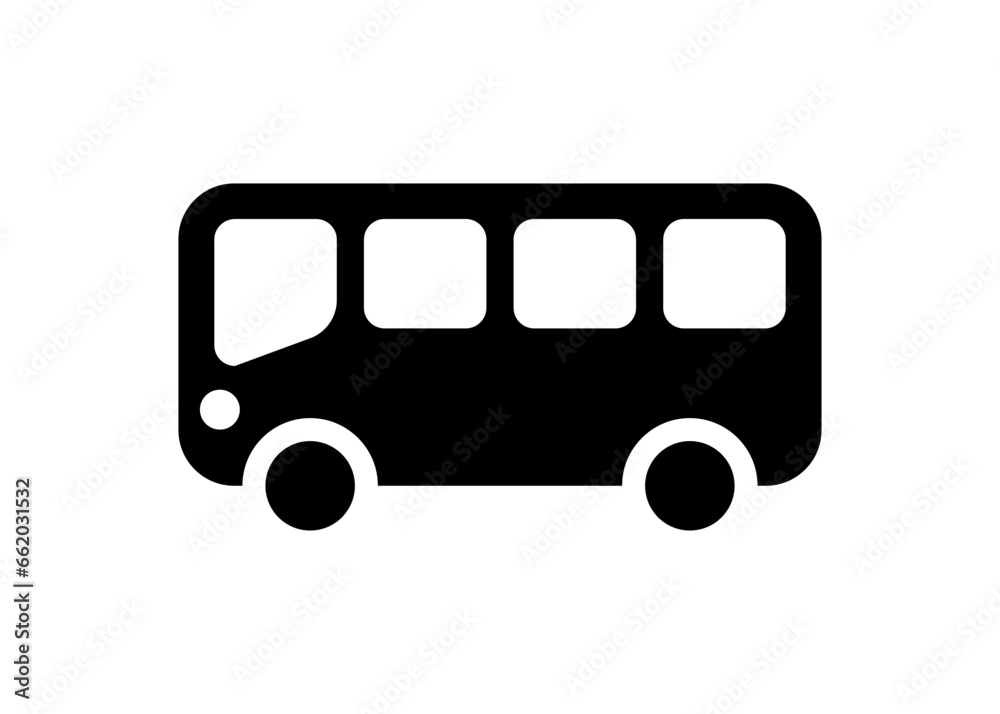 Bus icon. Simple black city bus from side icon, illustration.