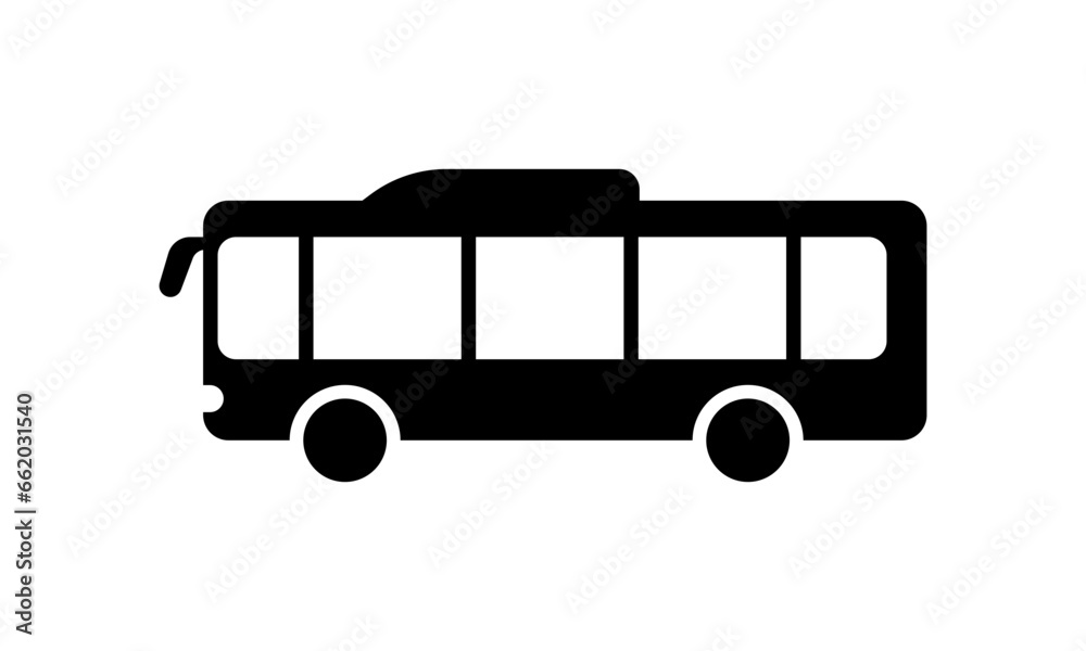 Bus icon. Black city bus from side icon, illustration.