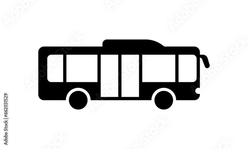 Bus icon. Black city bus from side icon, illustration.