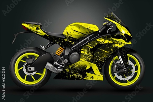 Sport bike wrap design. Ready print concept for vinyl wrap and motorcycle decal. Generative AI