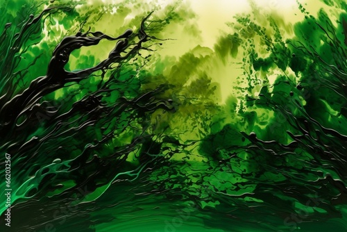 Abstract green depiction of nature. Generative AI