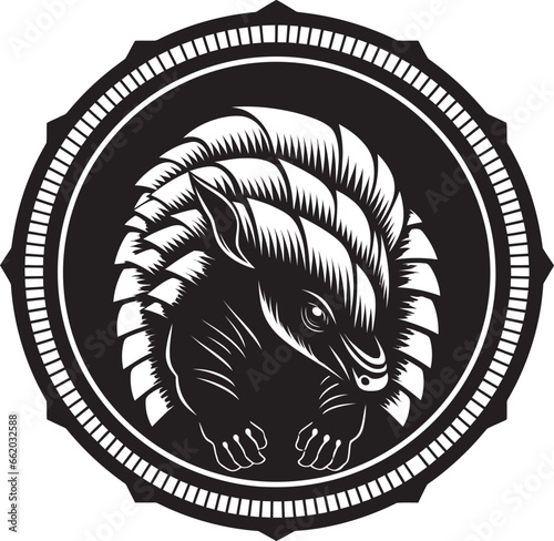 Armadillo Silhouette in Midnight Black Elegant Armor Black Vector Armadillo