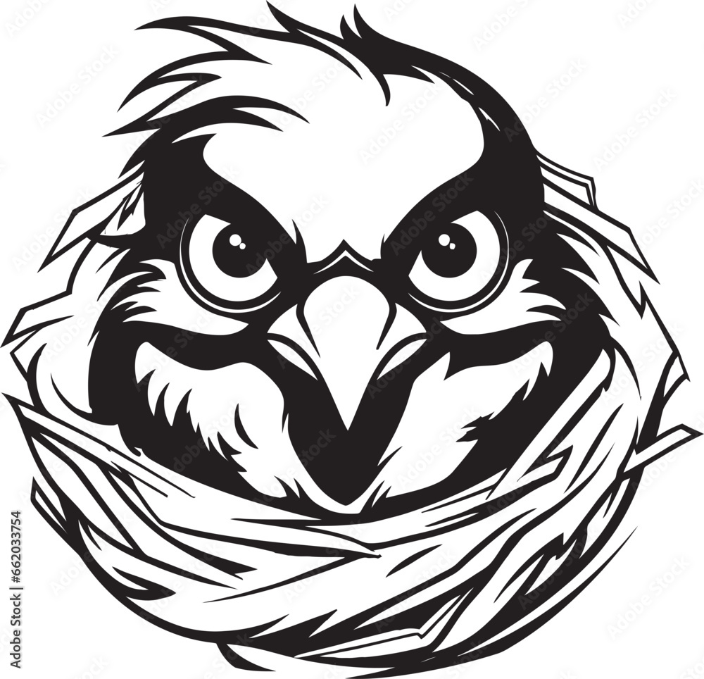Mystique of the Avian Abode Black Vector Nest Eternal Comfort Black Bird Nest Symbol