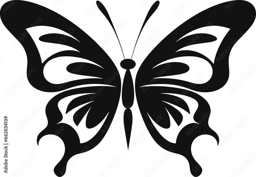 Noir Silhouette Black Vector Butterfly Symbol Winged Intricacy Elegant Butterfly Emblem