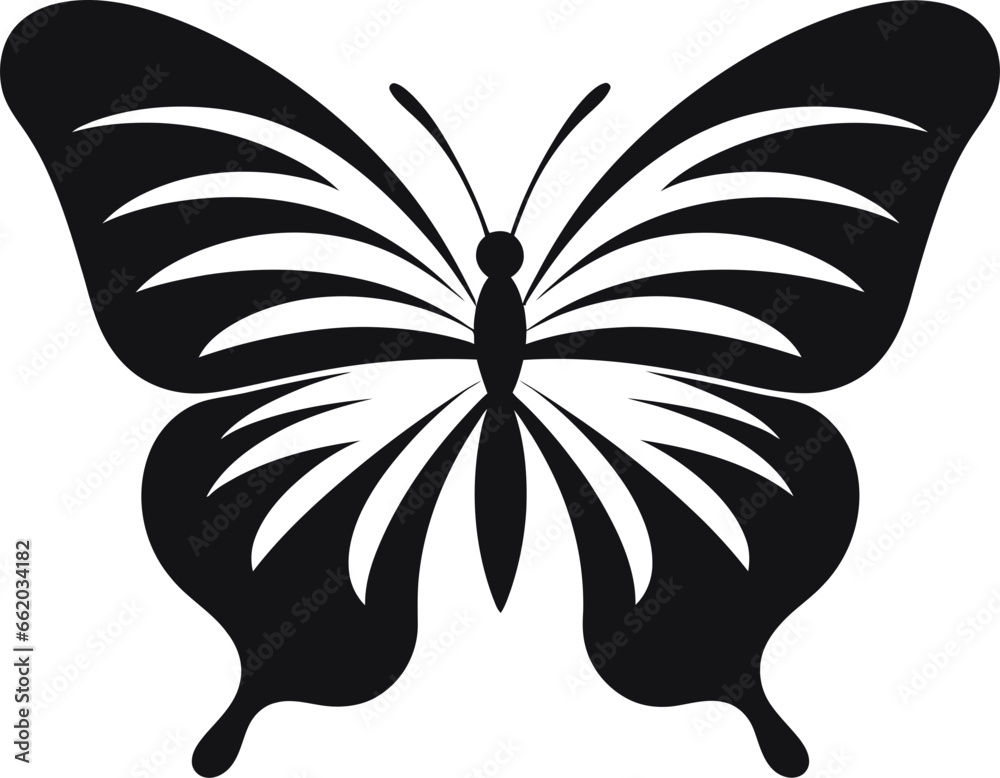 Graceful Intricacy Butterfly Mark in Black Wings of Simplicity in Noir Butterfly Emblem