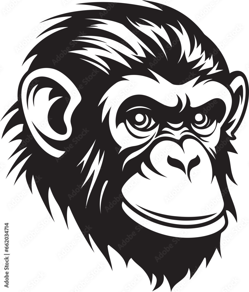 Wildlife Wonders Black Vector Wildlife Design Chimpanzee Silhouette in Black A Symbol of Nature