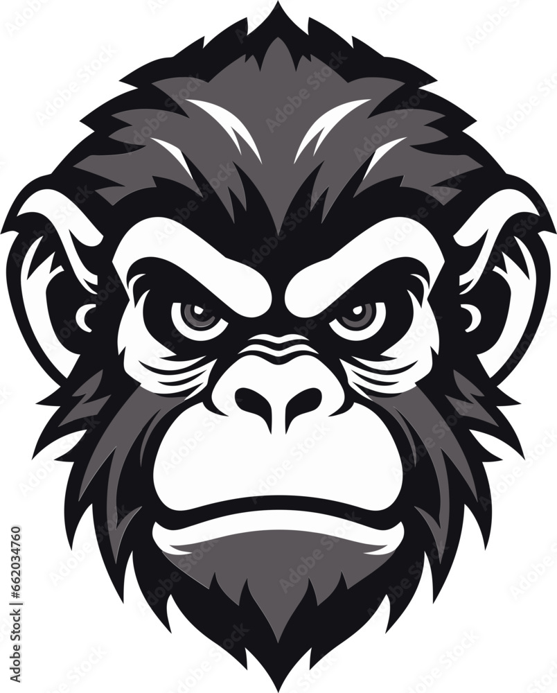 Wise and Wild Black Vector Chimp Silhouette Graceful Nature A Symbolic Black Chimpanzee Icon