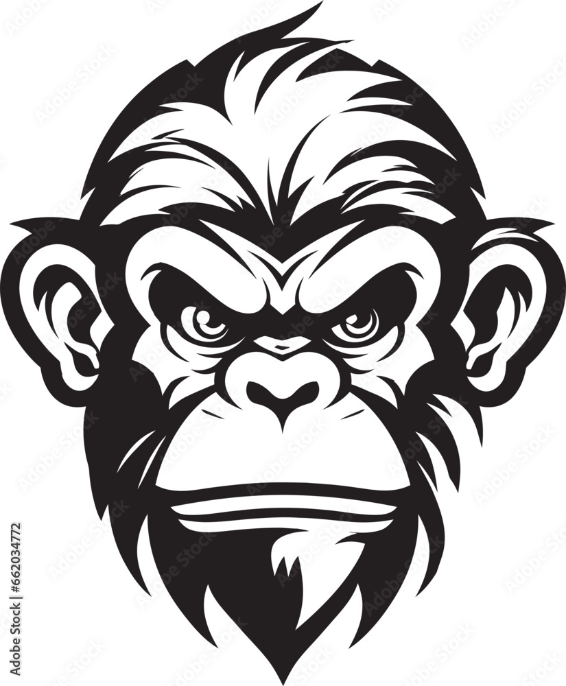 Sleek and Powerful The Chimpanzee Emblem of Strength Wise and Wild Black Vector Chimp Silhouette
