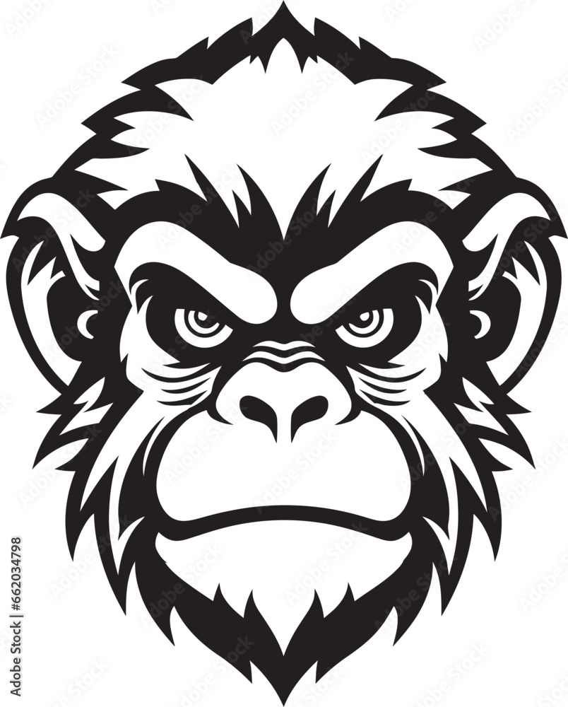 Graceful Nature A Symbolic Black Chimpanzee Icon Intricate Artistry Black Vector Chimpanzee Design