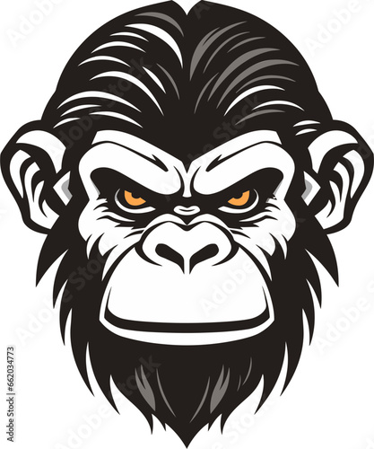 Noir Ape Icon A Modern Tribute to Natures Majesty Wild Wisdom in Black Chimpanzee Symbol of Intelligence © BABBAN