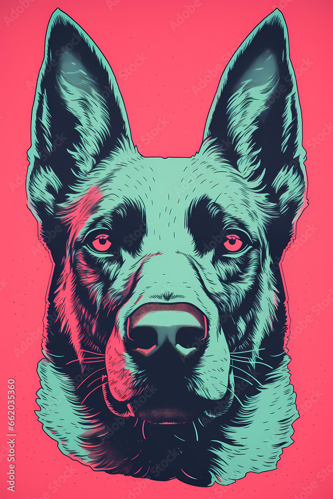 Artistic image of a dog, colorful and modern poster Artistic image of a dog, colorful and modern poster