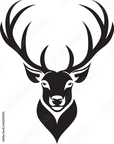 Elegant Serenade in the Night Black Deer Emblem Noir Wildlifes Majesty Deer Icons Beauty