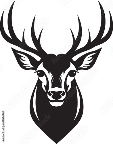Elegant Wilderness Black Vector Deer Logos Tribute to Nature Sculpted Majesty in Shadows Deer Emblem in Noirs Presence