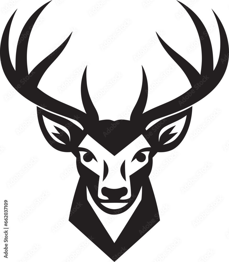 Fototapeta premium Intricate Beauty Black Deer Icons Detailed Antlers Graceful Wildlife Deer Symbol in Monochrome Elegance