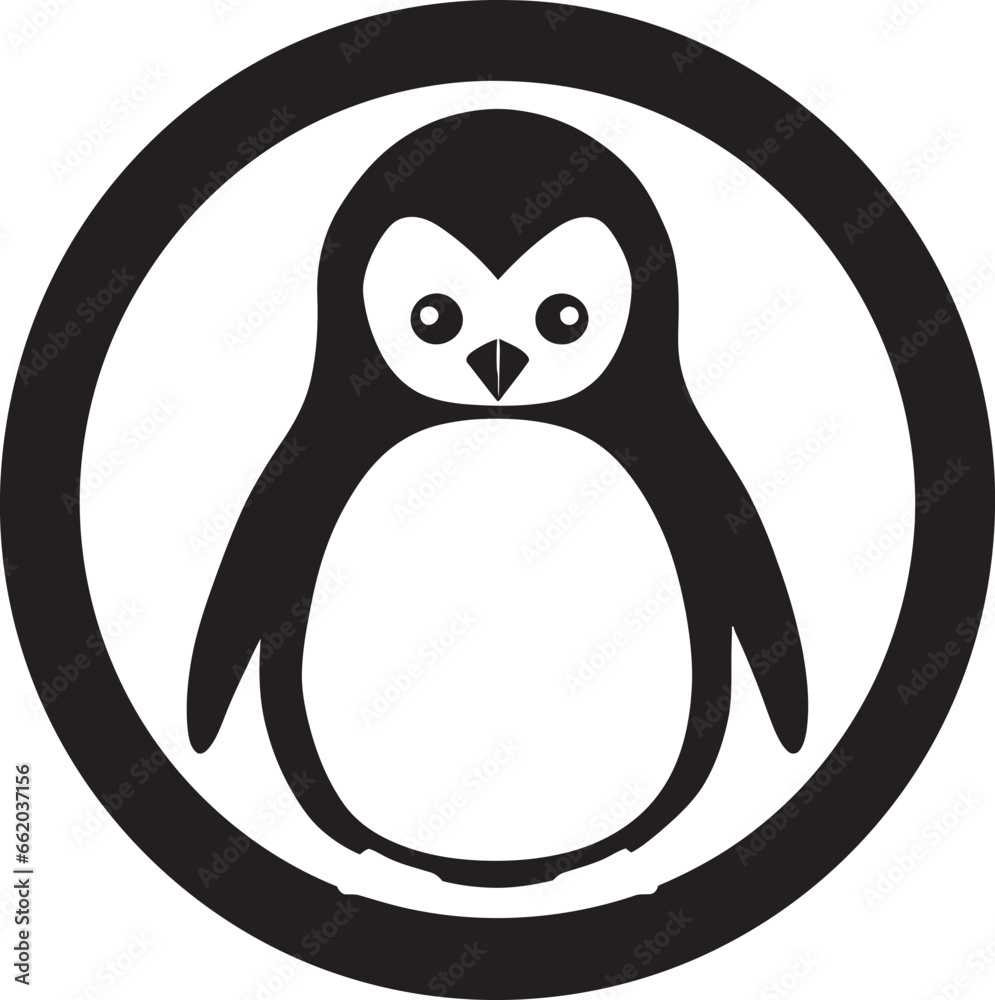 Fototapeta premium Intricate Majesty Black Penguin Symbols Icy Elegance Penguins Serenade Black Vector Logo in Monochrome