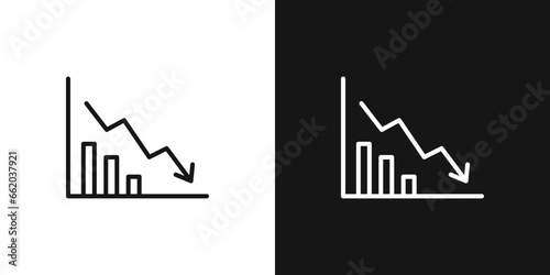 business graph down  thin line vector icon illustration photo