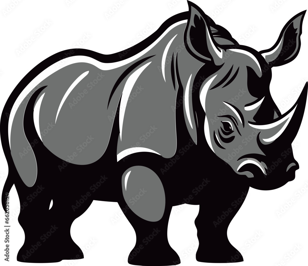 Majestic Rhino Majesty Black Vector Wildlife Tribute Charming Rhino Silhouette A Mark of Regal Beauty in Black