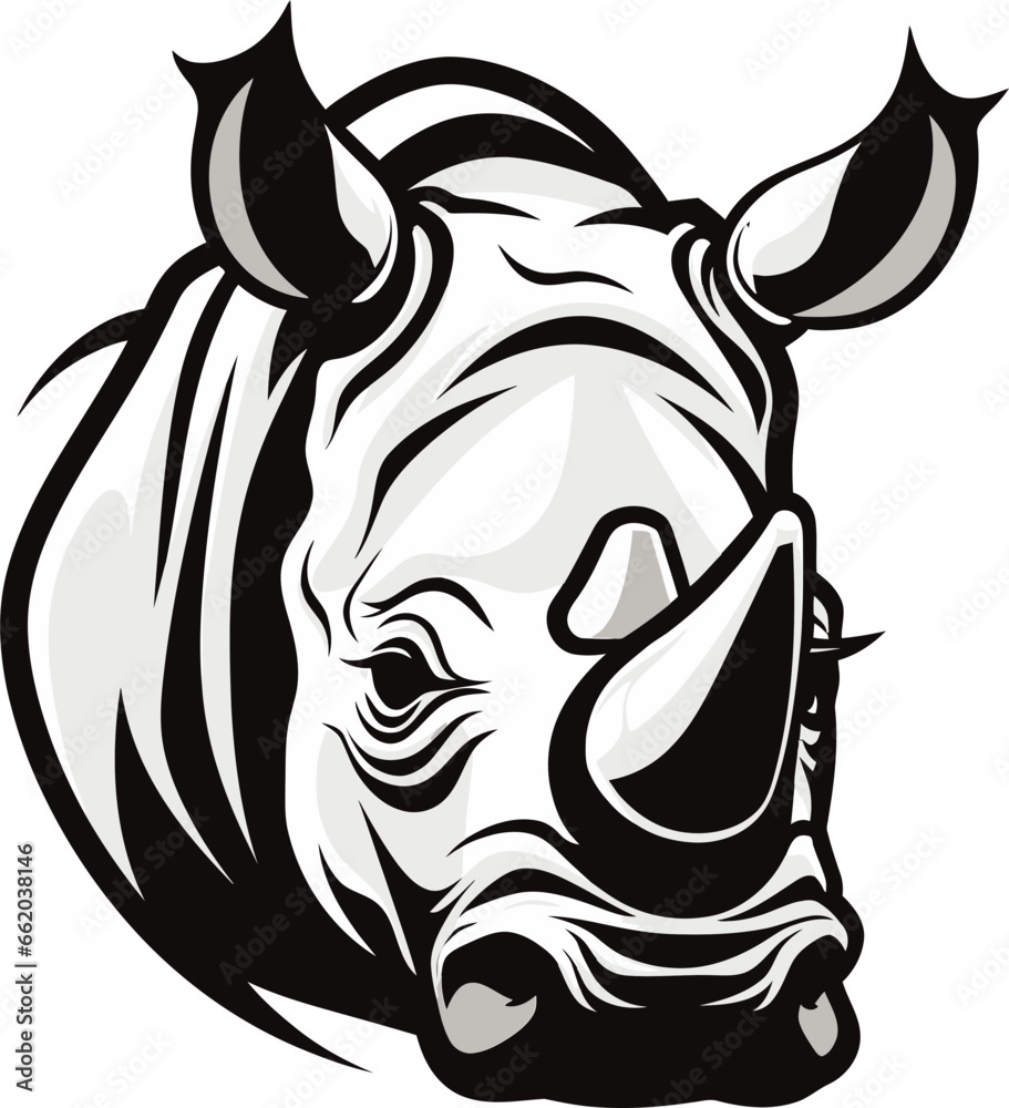 Fototapeta premium Noir Wildlifes Majesty Rhino Icons Power and Beauty Sculpted Savanna Beauty Black Vector Rhino Design