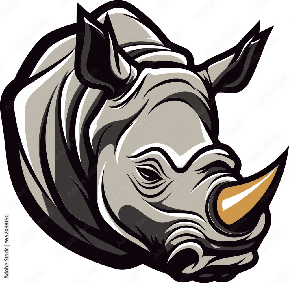 Elegance in the Shadows Rhino Emblem in Monochrome Harmonic Beauty in Natures Symphony Black Rhino Symbol