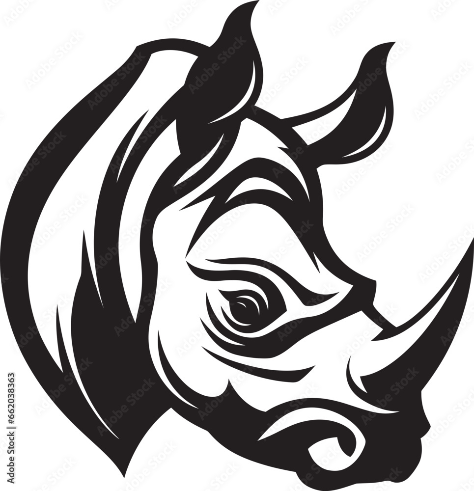 Rhino Shield Badge Icon Tribal Rhino Vector Insignia Rhino Shield Badge Icon Tribal Rhino Vector Insignia