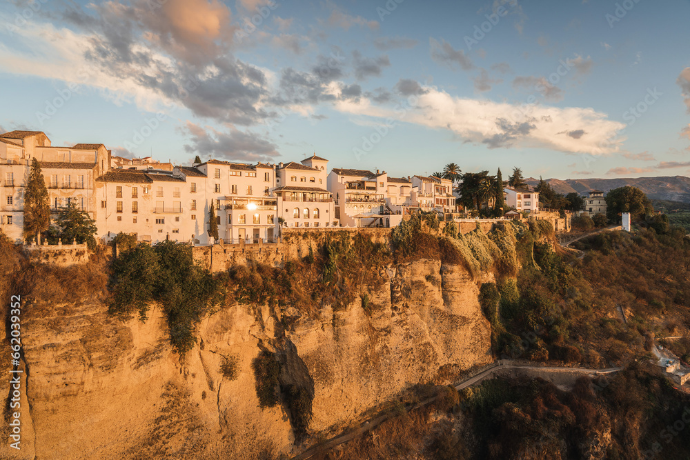 Landscapes of the Puente Nuevo and cliffs in Ronda, Spain