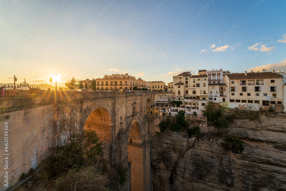 Landscapes of the Puente Nuevo and cliffs in Ronda, Spain