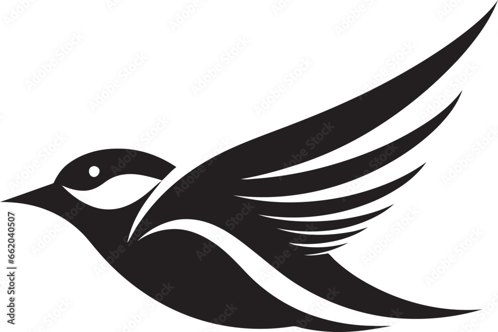 Fototapeta premium Winged Melody Avian Logo Mastery Monochrome Songbird Charm Dark Delight