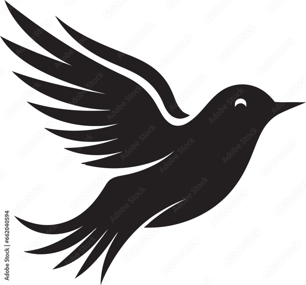 Obraz premium Serenade of the Silhouette Vector Charm Feathered Serenity in Flight Iconic Beauty
