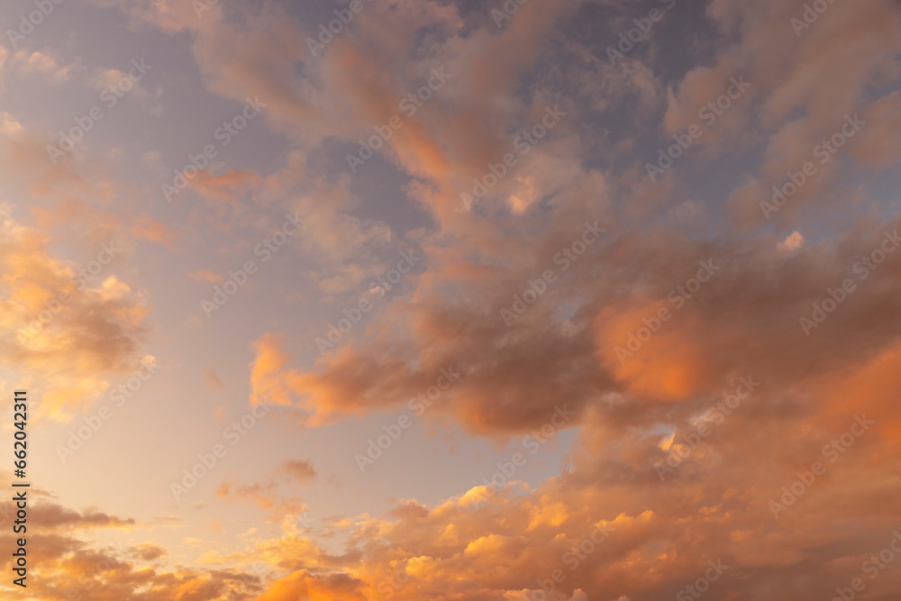 beautiful sky with clouds during sunset and sky color changes