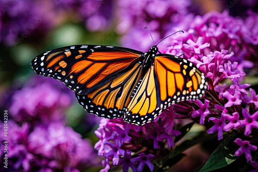 Fototapeta premium monarch butterfly at daylily Generative AI