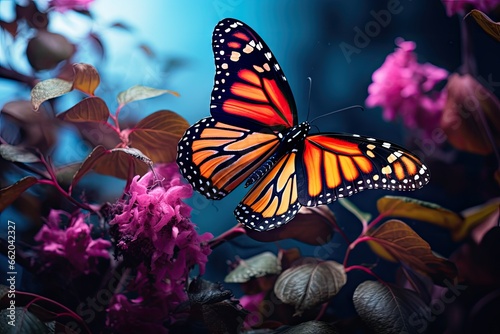 a monarch butterflies sits on a plant Generative AI