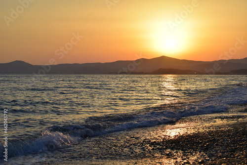 Sunset in Gumuldur  a coastal town in Izmir Province  Turkey