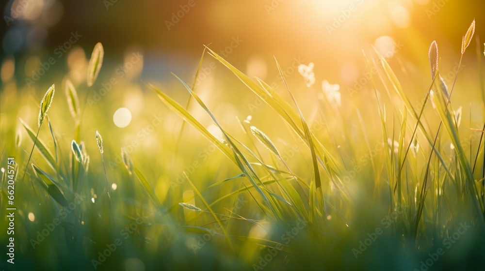 Close-up of grass blades with a natural bokeh background.