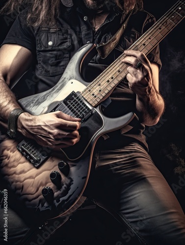 Close-Up of Electric Guitarist's Hands in Intense Rock Music Performance