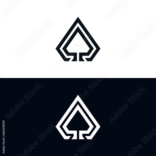 vector digital logo of blackjack ace, initial A, arrow head