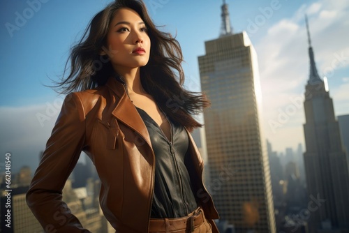 Asian Female Undercover Agent Job Lifestyle Background Generative AI