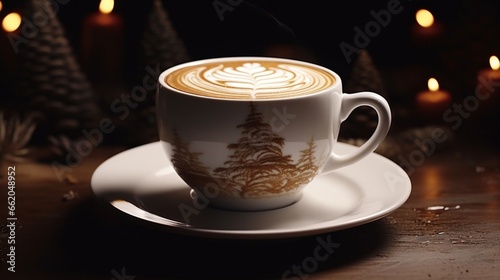 Intricate cappuccino art in a pristine white cup, capturing the essence of a serene coffee moment. © Noreen