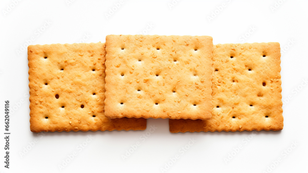 A few crackers on a white background A few crackers on a white background