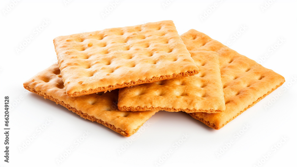 A few crackers on a white background A few crackers on a white background