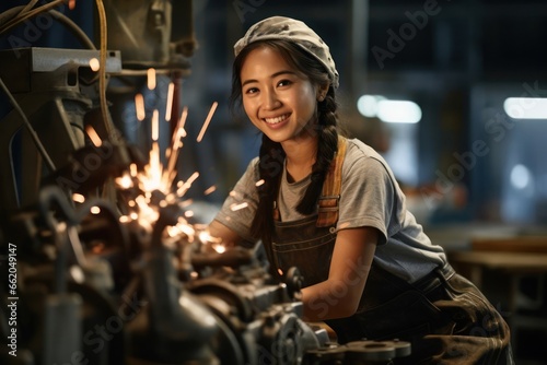 Asian Female Welder Job Lifestyle Concept Generative AI