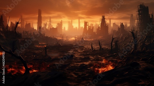 Craft an abstract background with a post-apocalyptic, dystopian atmosphere. © UMR