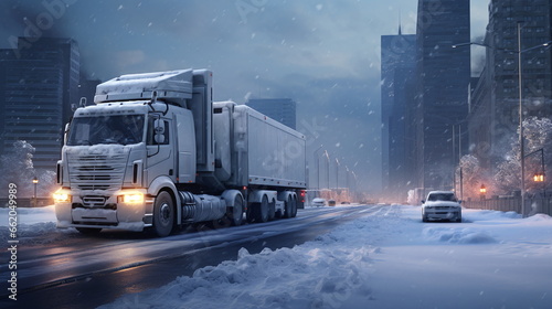 Trucks in winter - AI Generated