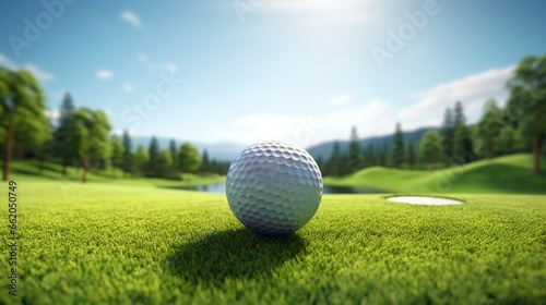 golf ball on green grass photo