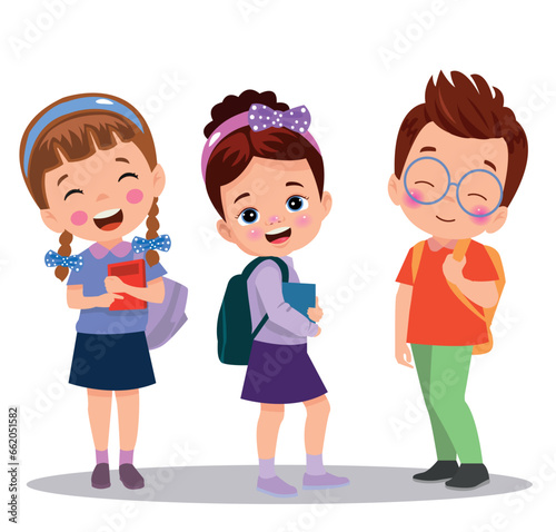 vector illustration of students in different postures